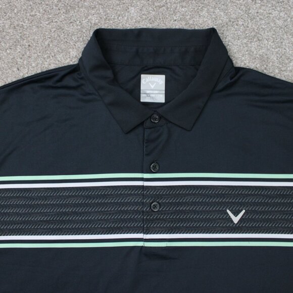 Callaway Opti-Dri Polo Shirt Mens 2XL XXL Black/Blue Polyester Stretch S/S Golf - Picture 5 of 12